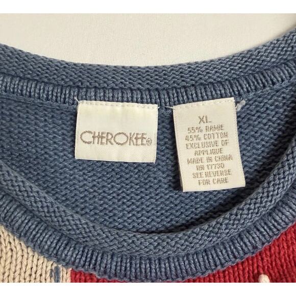 Vintage Cherokee Winter Holiday Christmas Patchwork Knit Sweater XL Stocking - Picture 7 of 12